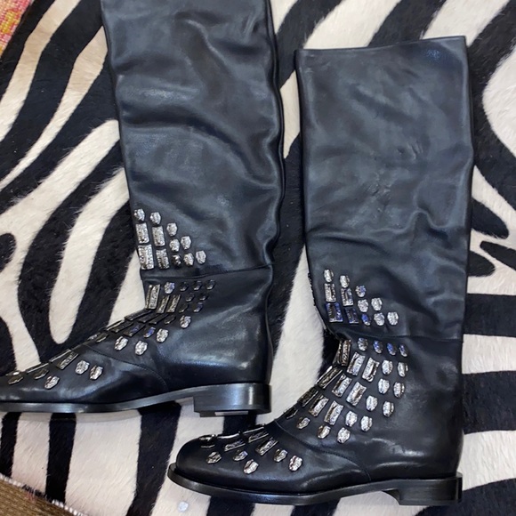 Samuele failli 37 1/2 black studded tall boots 7.5 7 1/2 - Picture 1 of 7